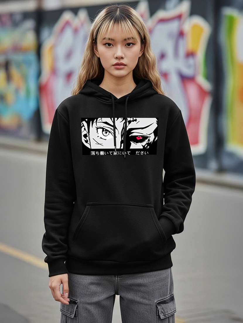 women printed long sleeve hooded sweatshirt