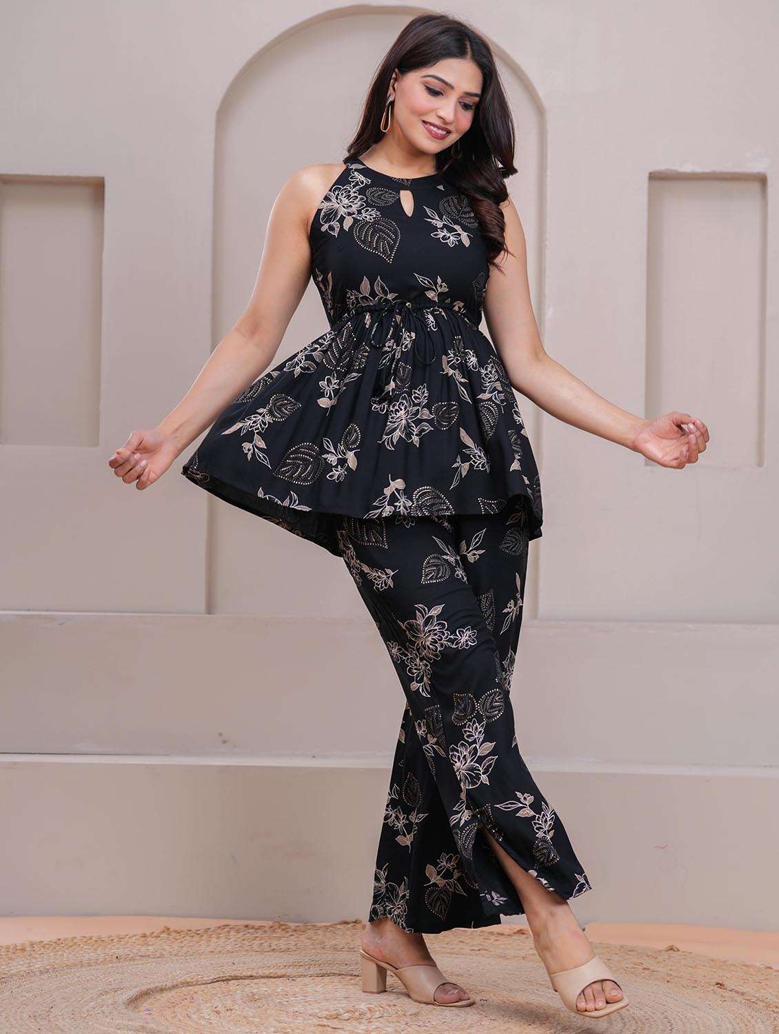 women floral sleeveless ethnic co-ord set - 22265077 -  Standard Image - 3