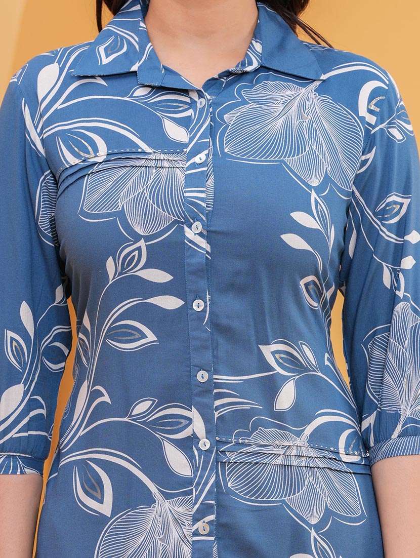 women floral three quarter sleeve shirt & trouser co-ord set - 22265078 -  Standard Image - 5