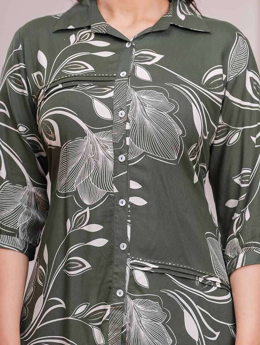 women floral three quarter sleeve shirt & trouser co-ord set - 22265081 -  Standard Image - 5