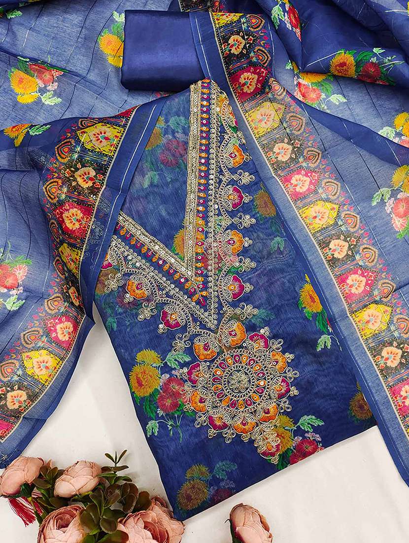 women floral embroidered unstitched suit set