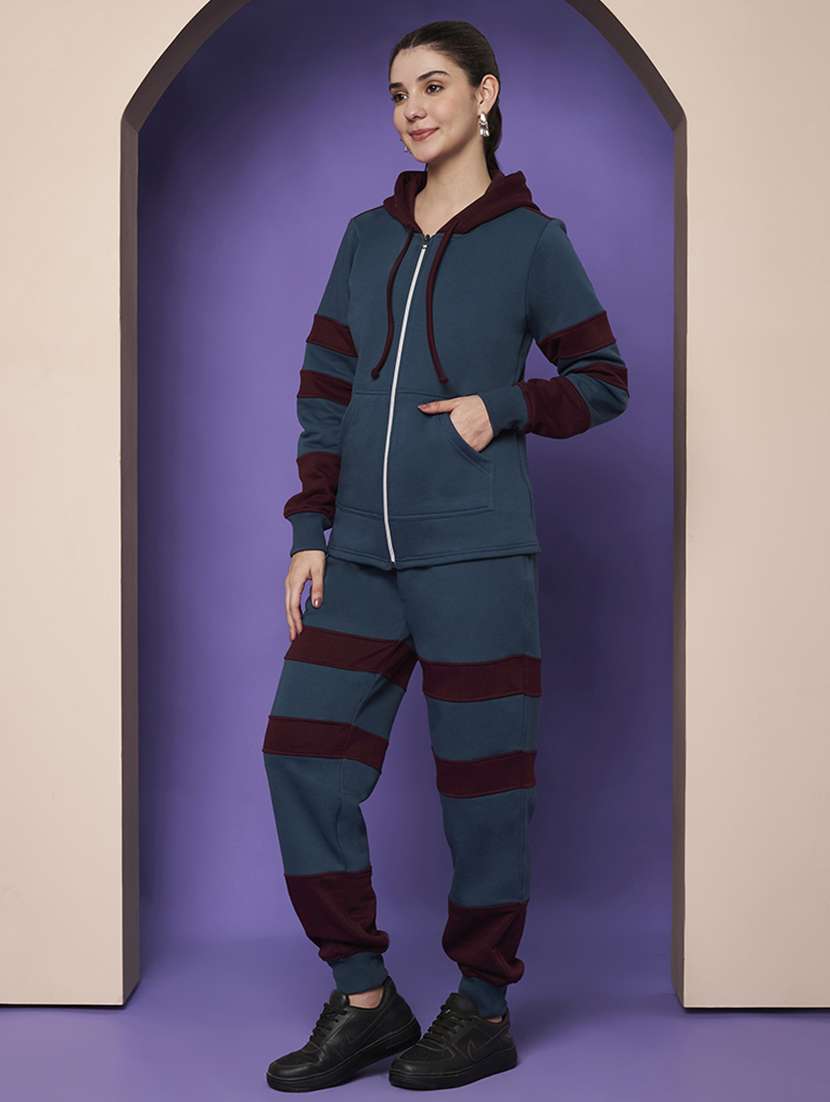 women color blocked hooded co-ord set - 22265115 -  Standard Image - 3