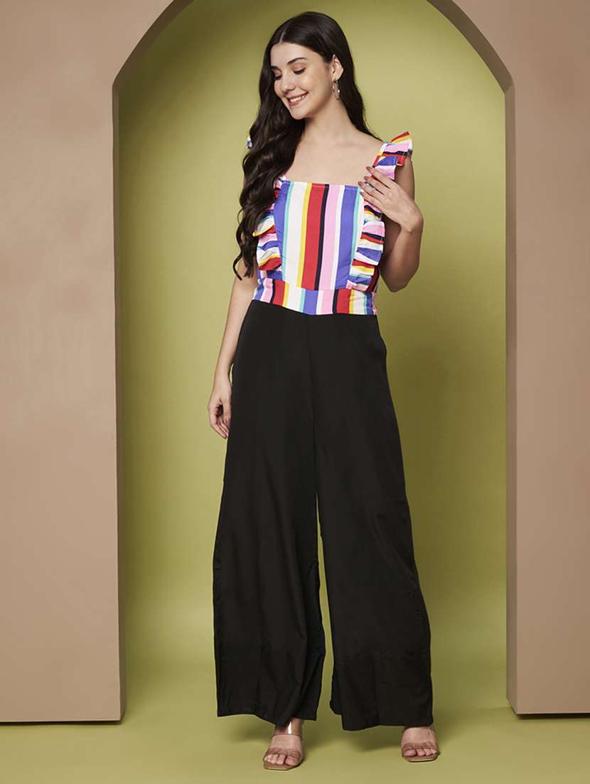 women striped sleeveless jumpsuit