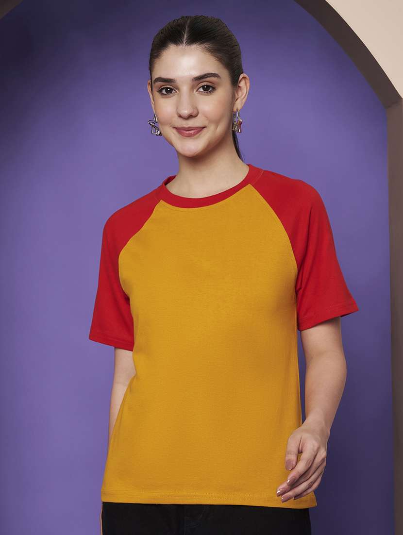 women color blocked short sleeeve relaxed fit t-shirt