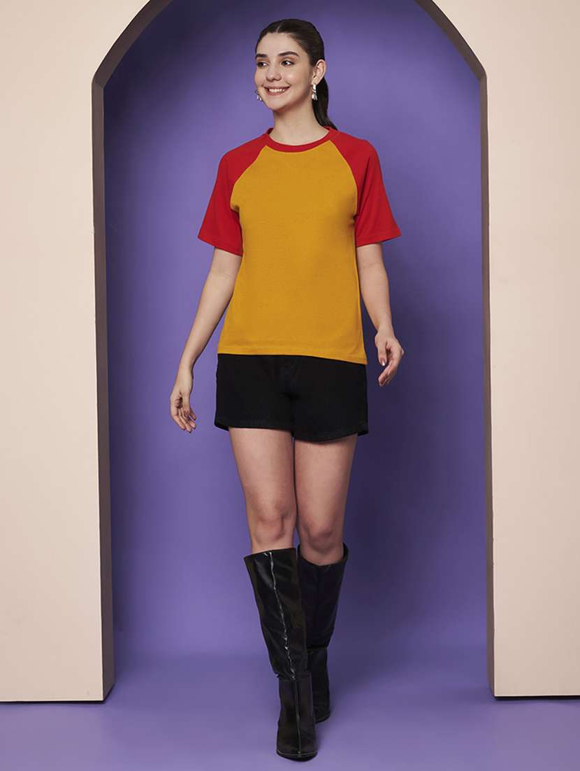 women color blocked short sleeeve relaxed fit t-shirt - 22265121 -  Standard Image - 5