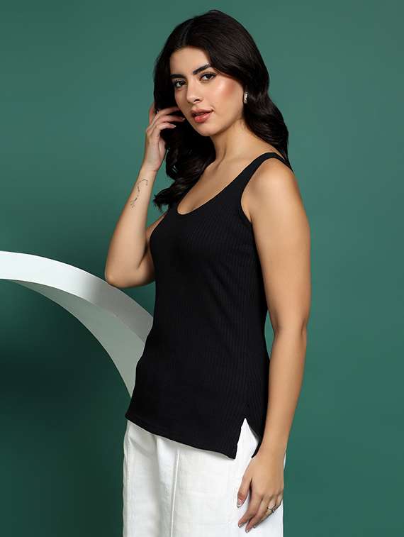 women black solid sleeveless camisole - 22265129 -  Standard Image - 3