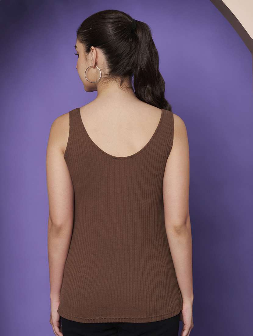 women brown solid sleeveless camisole - 22265130 -  Standard Image - 3