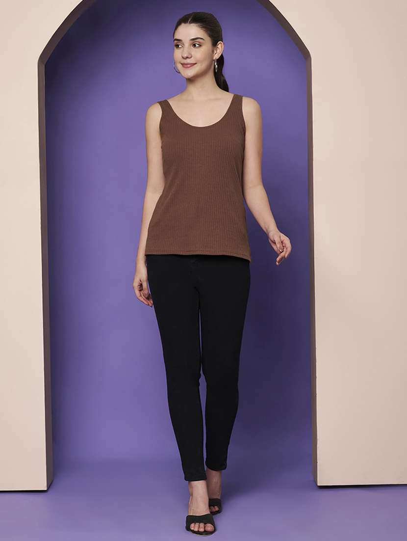 women brown solid sleeveless camisole - 22265130 -  Standard Image - 5