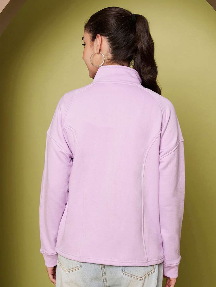 Women Solid Stand Collar Long Sleeve Jacket - 22265137 -  Standard Image - 3