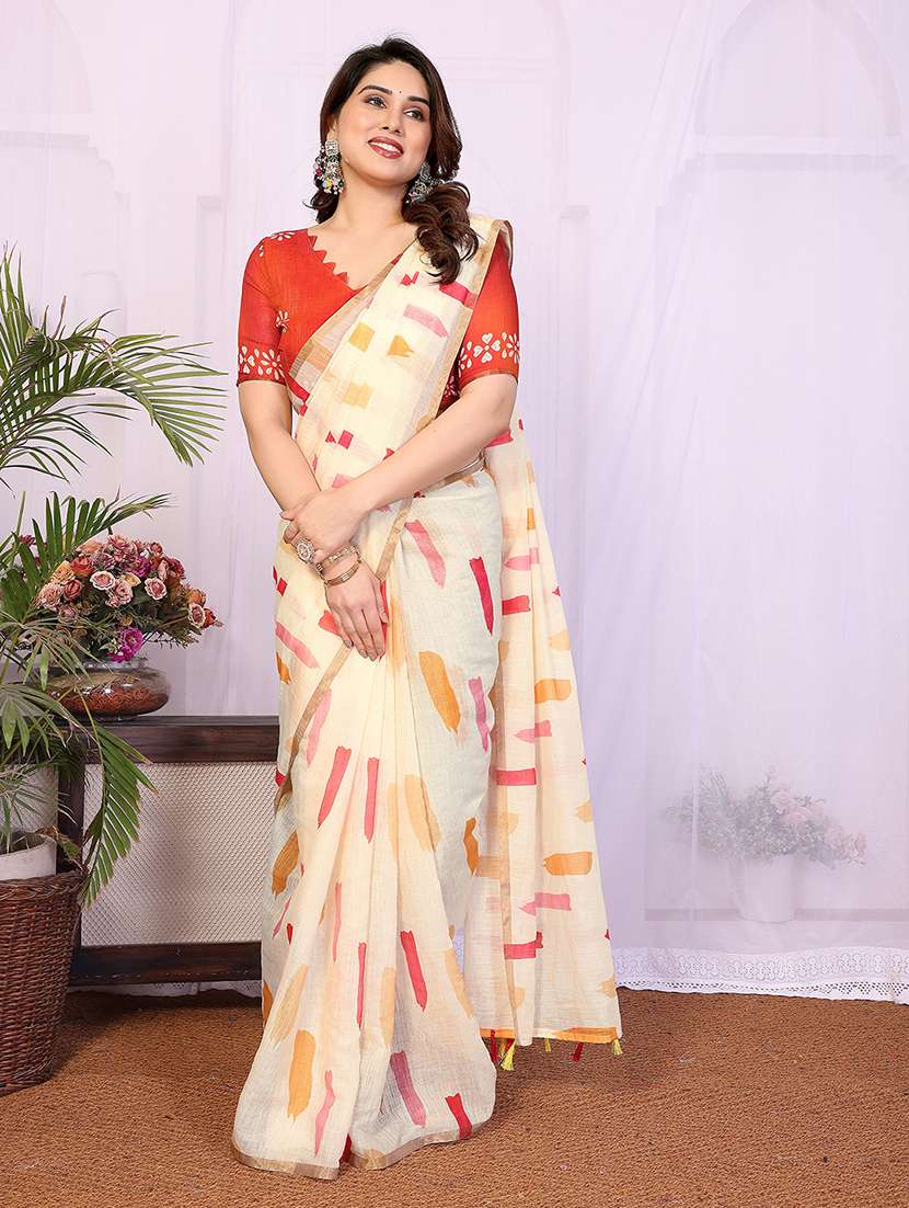 women printed casual wear saree with blouse - 22265378 -  Standard Image - 3