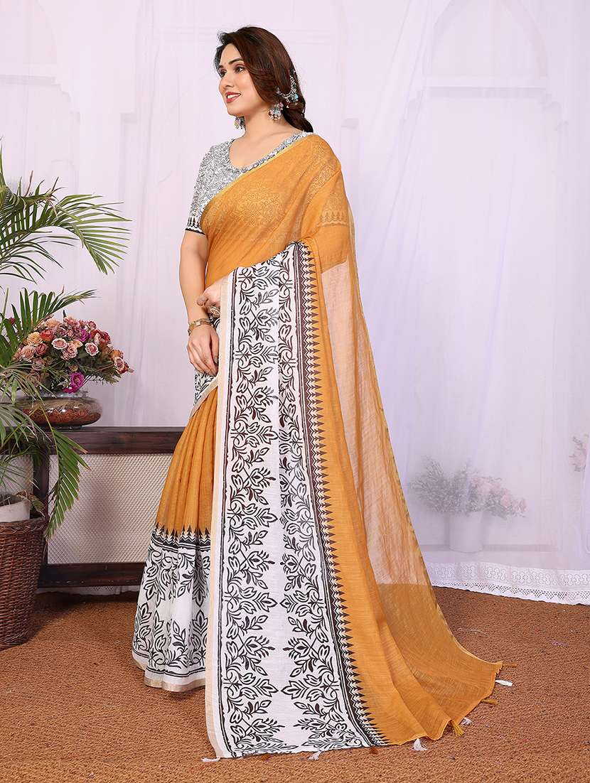 women printed casual wear saree with blouse - 22265380 -  Standard Image - 3