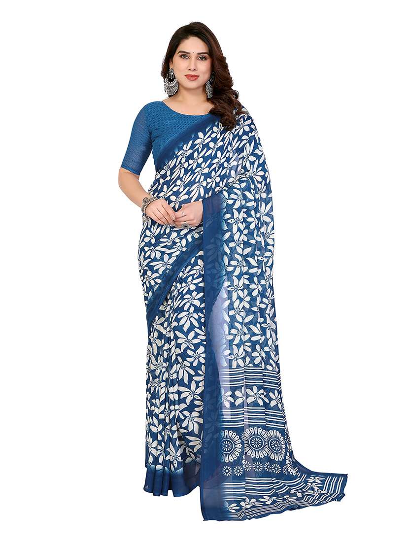 women printed casual wear saree with blouse
