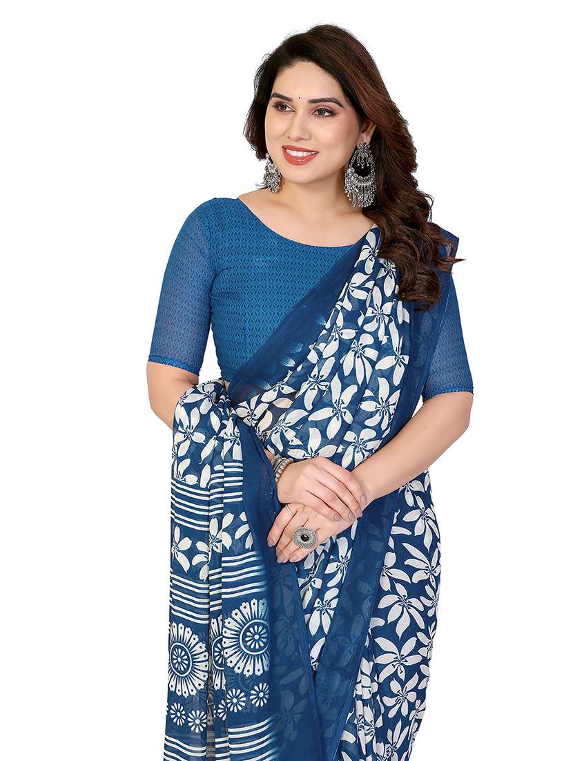 women printed casual wear saree with blouse - 22265391 -  Standard Image - 3