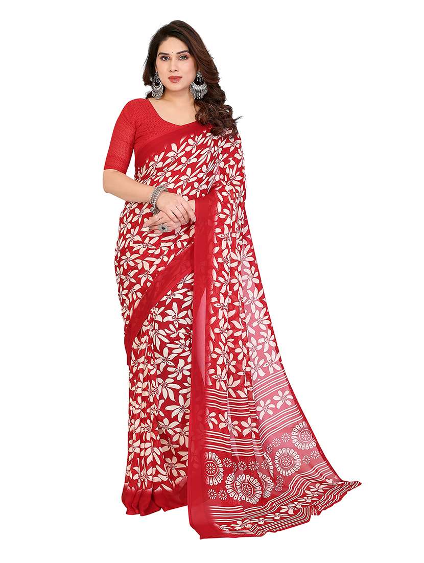 women printed casual wear saree with blouse