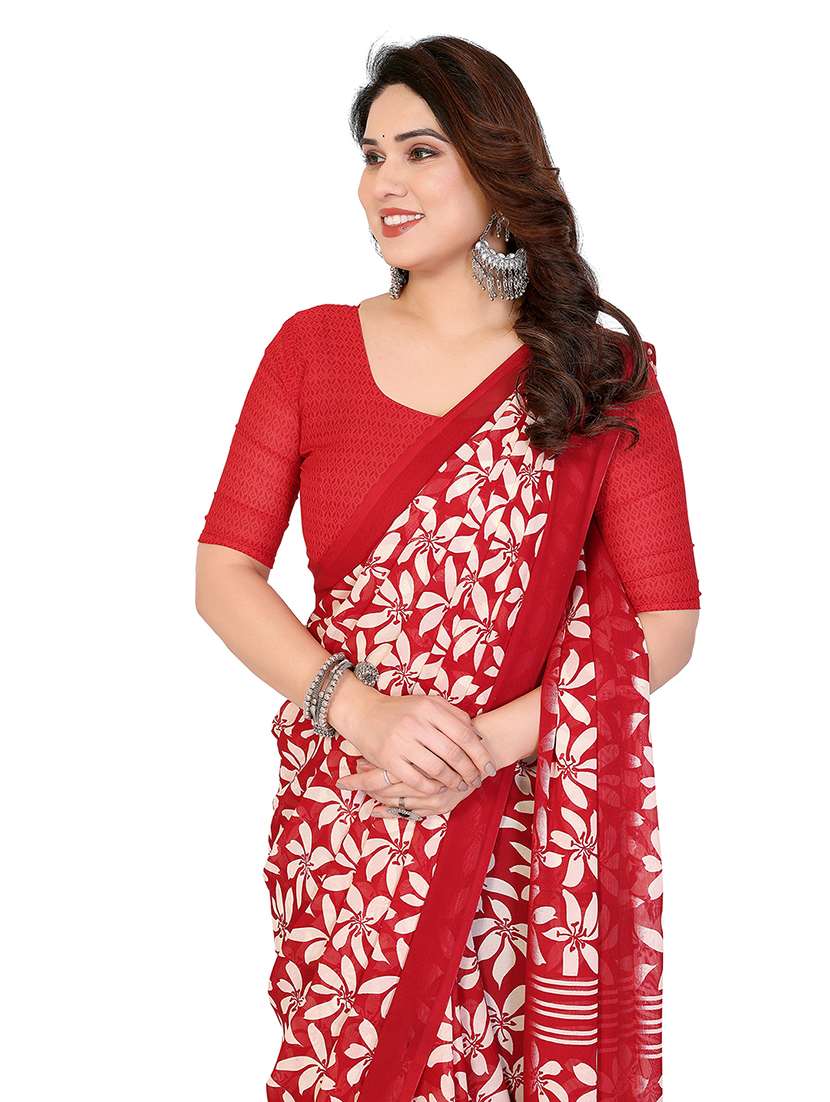women printed casual wear saree with blouse - 22265392 -  Standard Image - 3