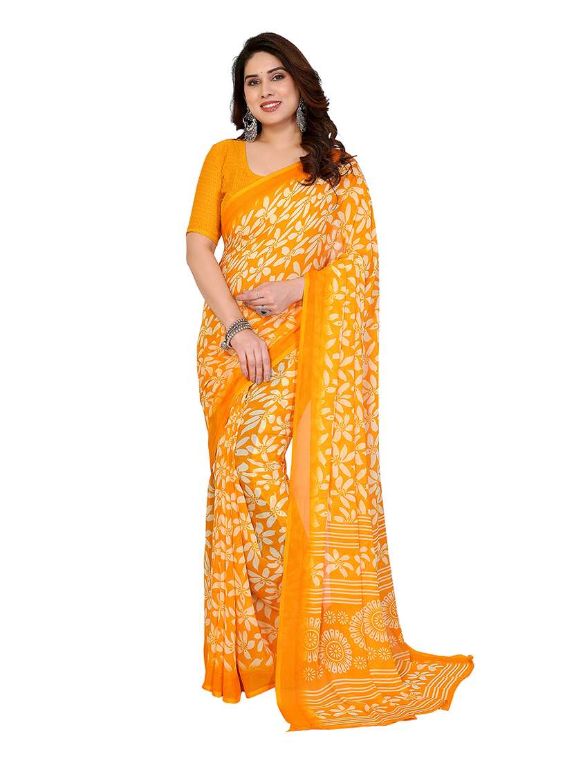 women printed casual wear saree with blouse