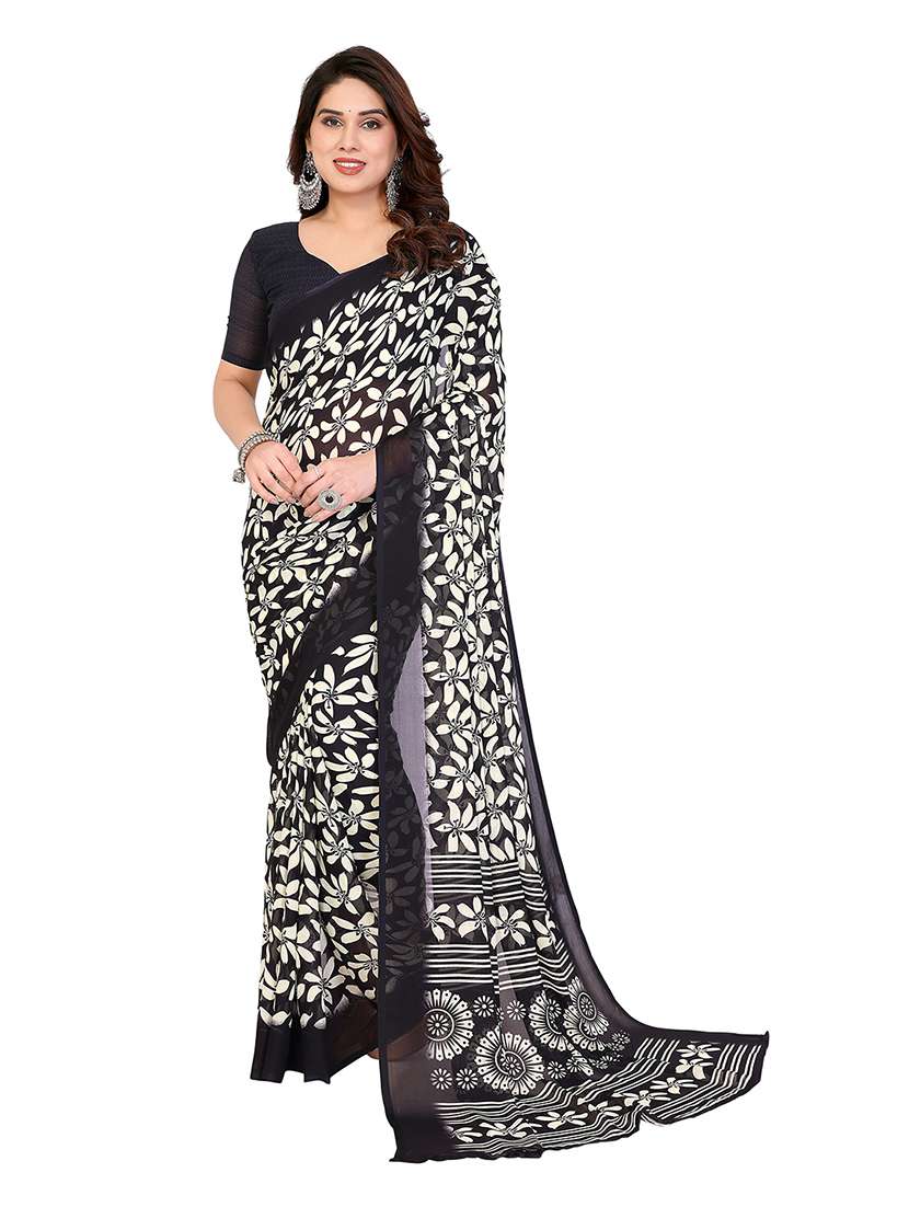 women printed casual wear saree with blouse