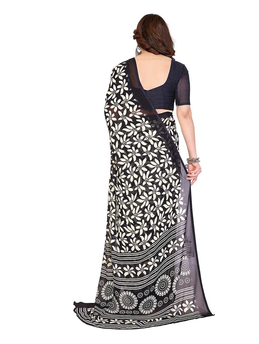 women printed casual wear saree with blouse - 22265395 -  Standard Image - 3