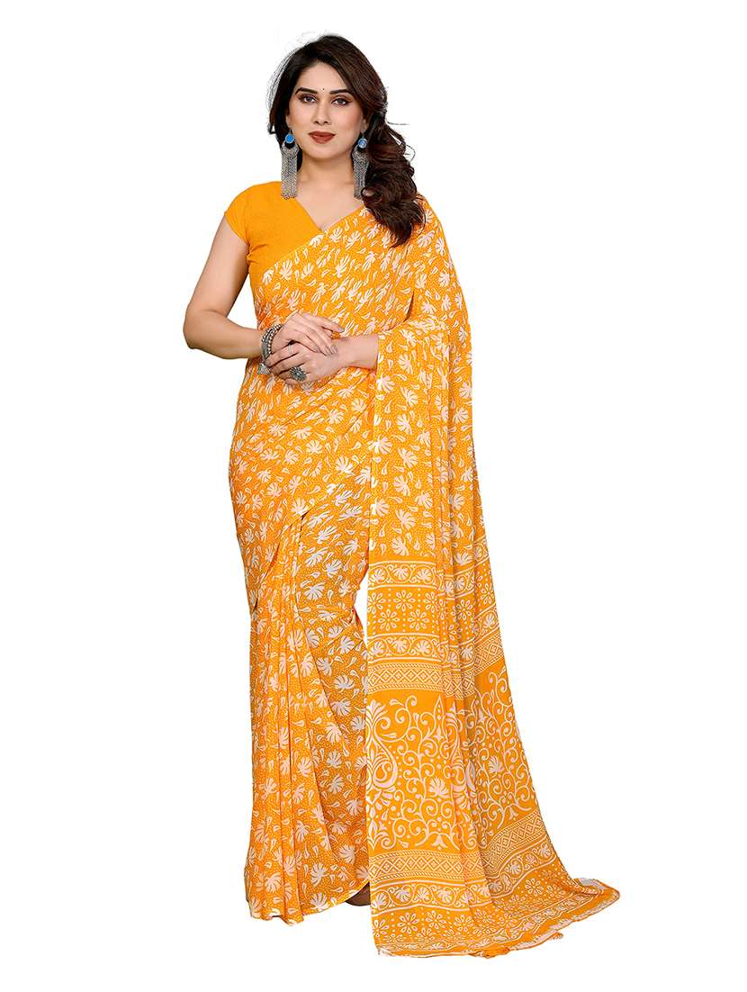 women printed casual wear saree with blouse