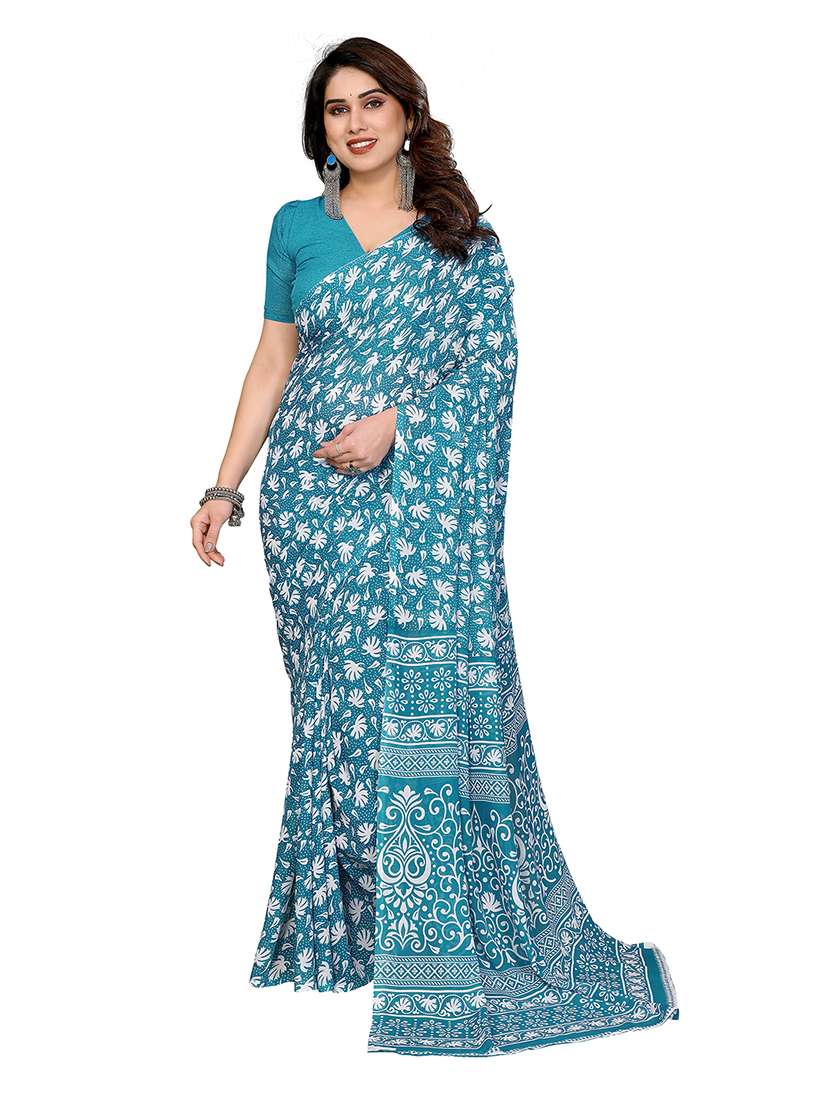 women printed casual wear saree with blouse