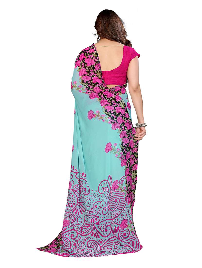 women printed casual wear saree with blouse - 22265411 -  Standard Image - 3