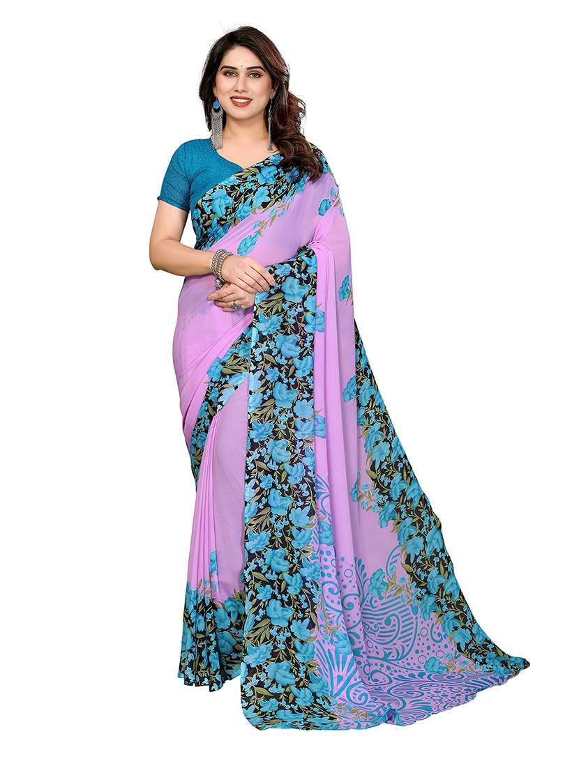 women printed casual wear saree with blouse
