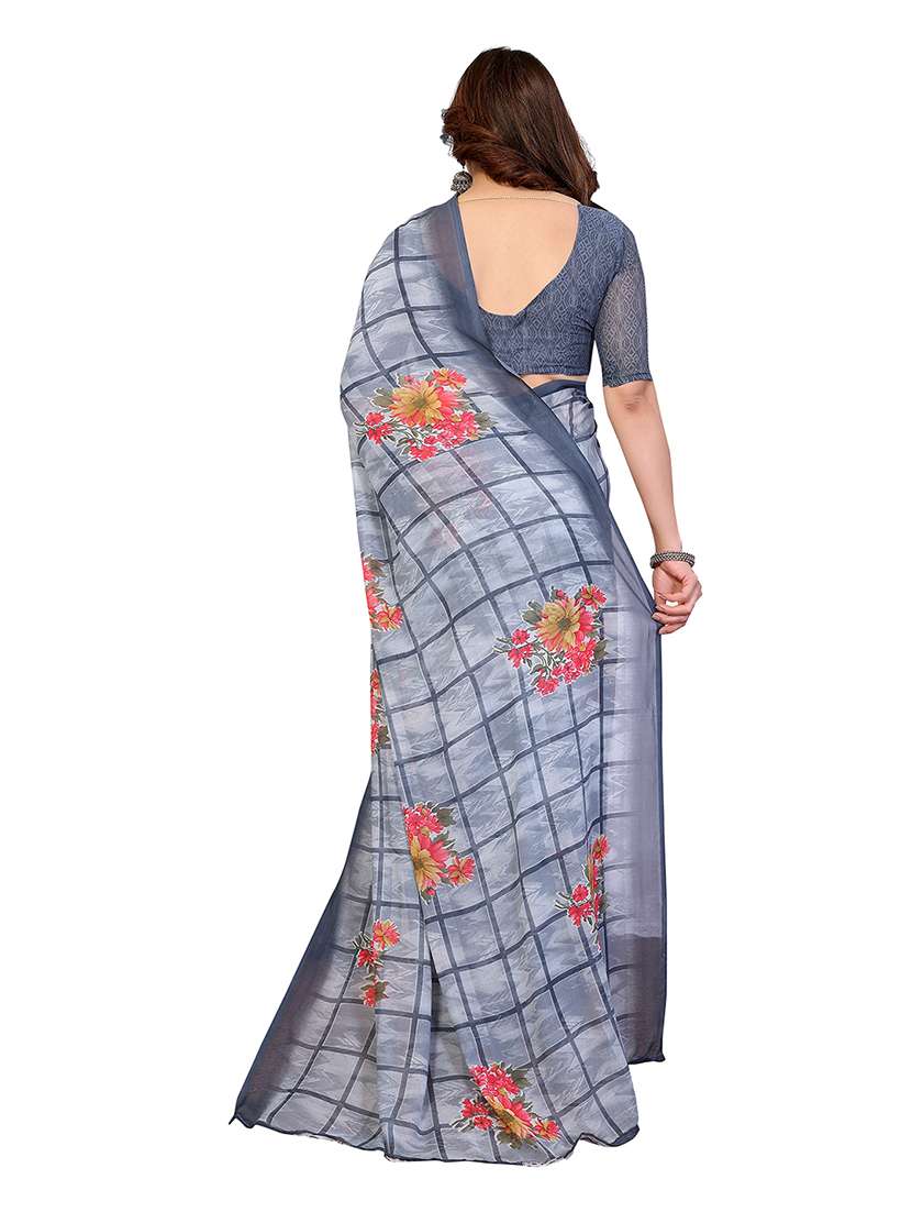 women printed casual wear saree with blouse - 22265415 -  Standard Image - 3