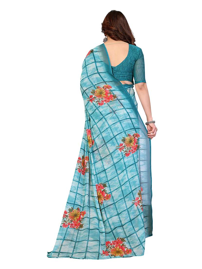 women printed casual wear saree with blouse - 22265418 -  Standard Image - 3