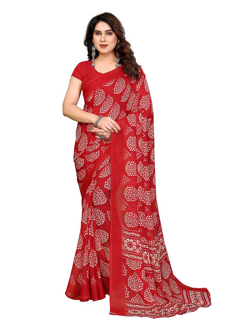 women printed casual wear saree with blouse