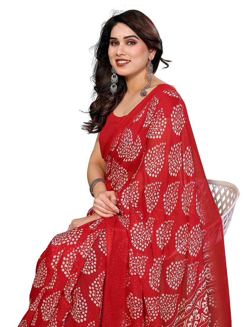 women printed casual wear saree with blouse - 22265421 -  Standard Image - 3