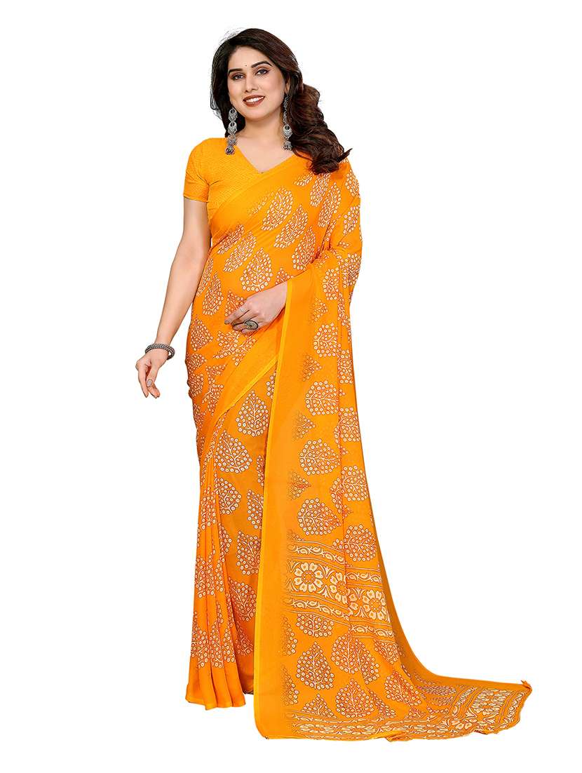 women printed casual wear saree with blouse