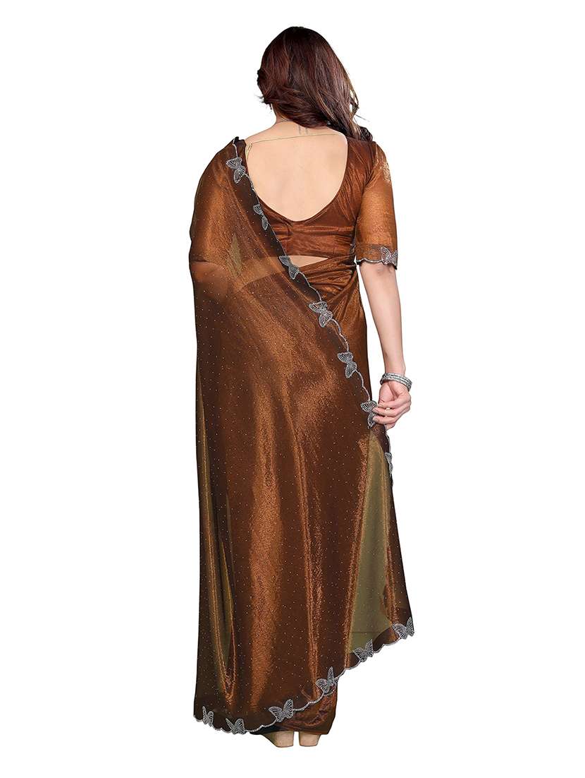 women solid with work embellished saree with blouse - 22265425 -  Standard Image - 3