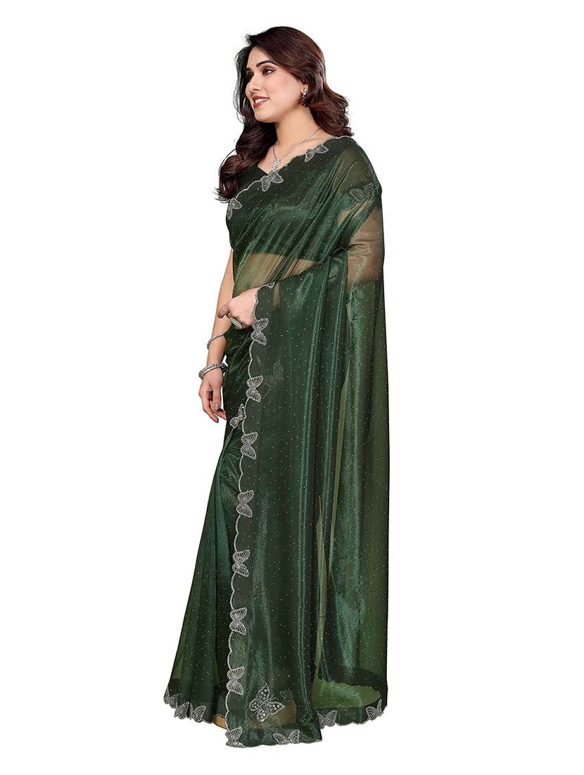 women solid with work embellished saree with blouse - 22265427 -  Standard Image - 3