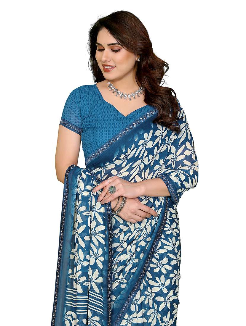 women printed casual wear saree with blouse - 22265432 -  Standard Image - 3