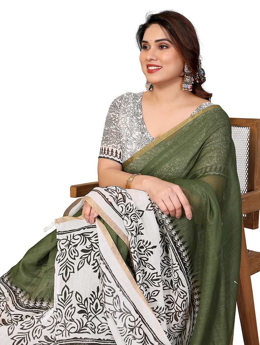 women printed casual wear saree with blouse - 22265441 -  Standard Image - 3