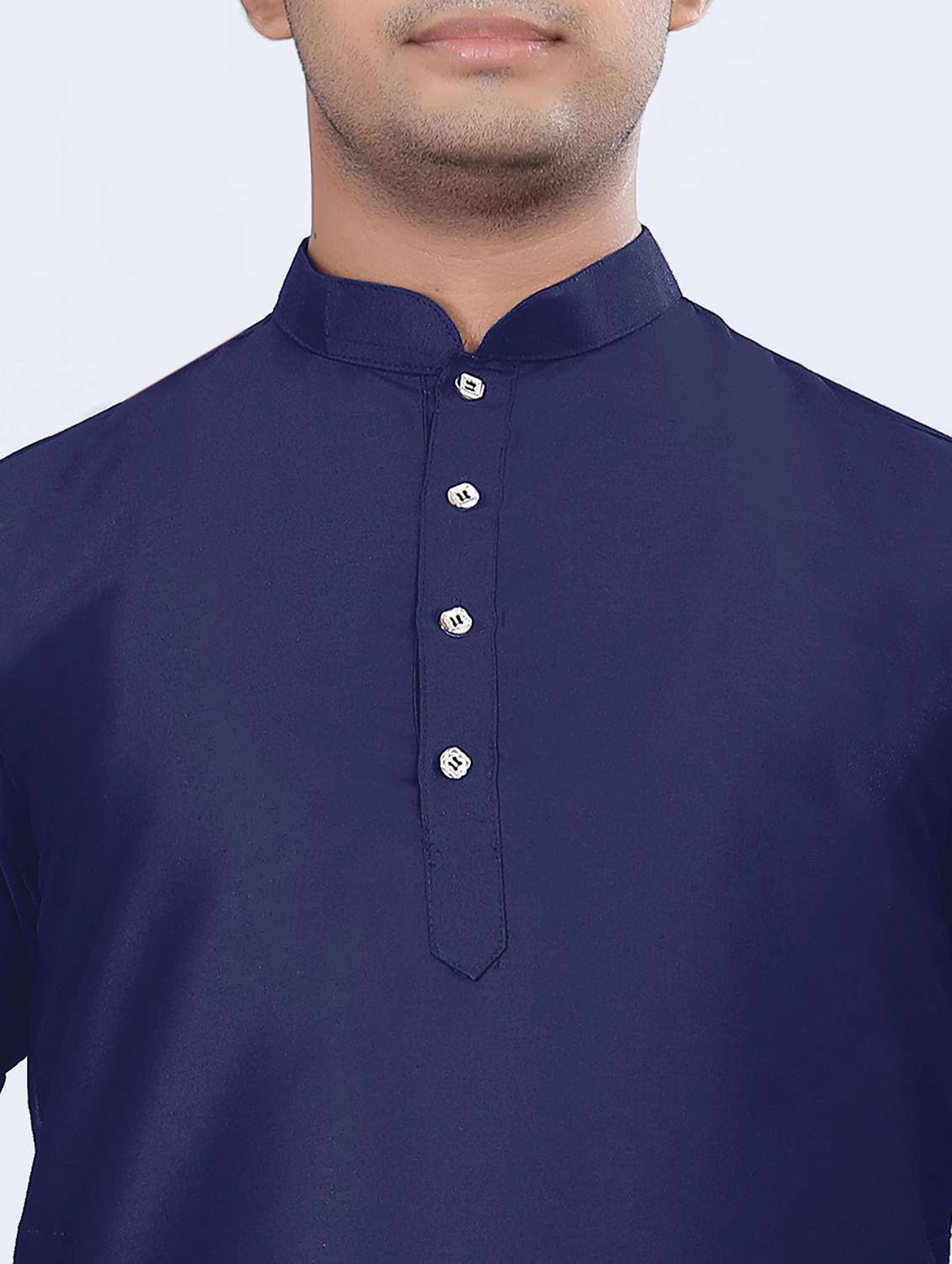 men solid mandarin neck long kurta - 22265477 -  Standard Image - 3