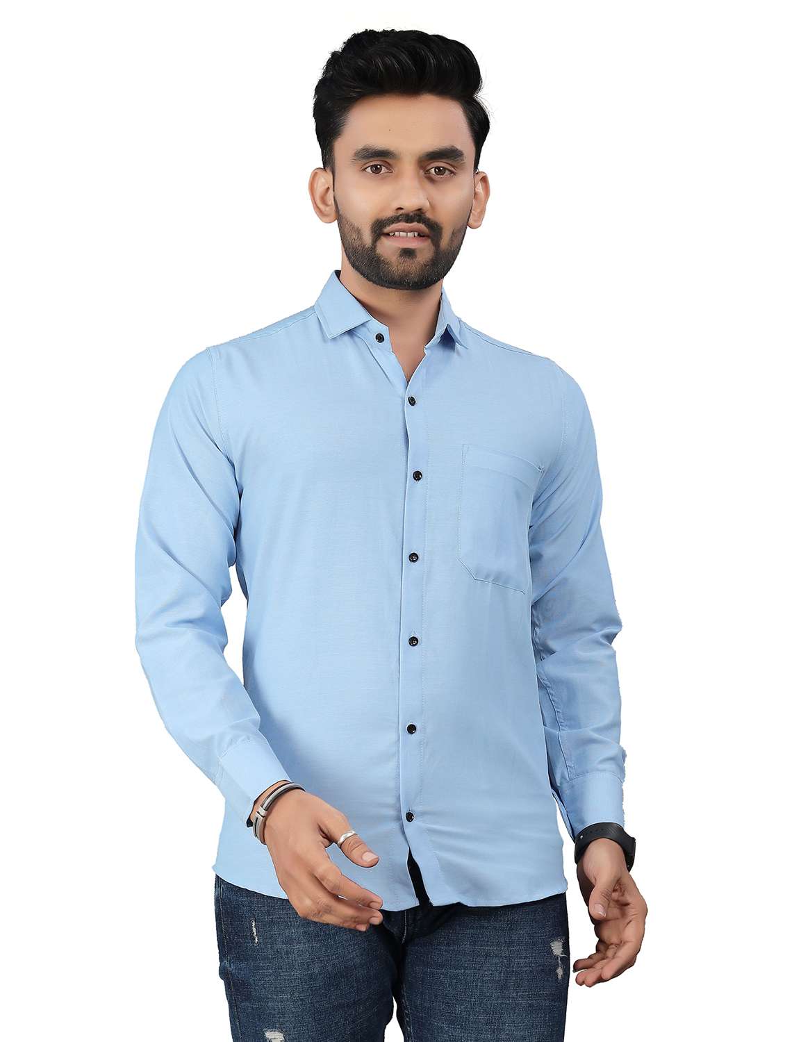 men solid long sleeve regualr fit casual shirt - 22265491 -  Standard Image - 3