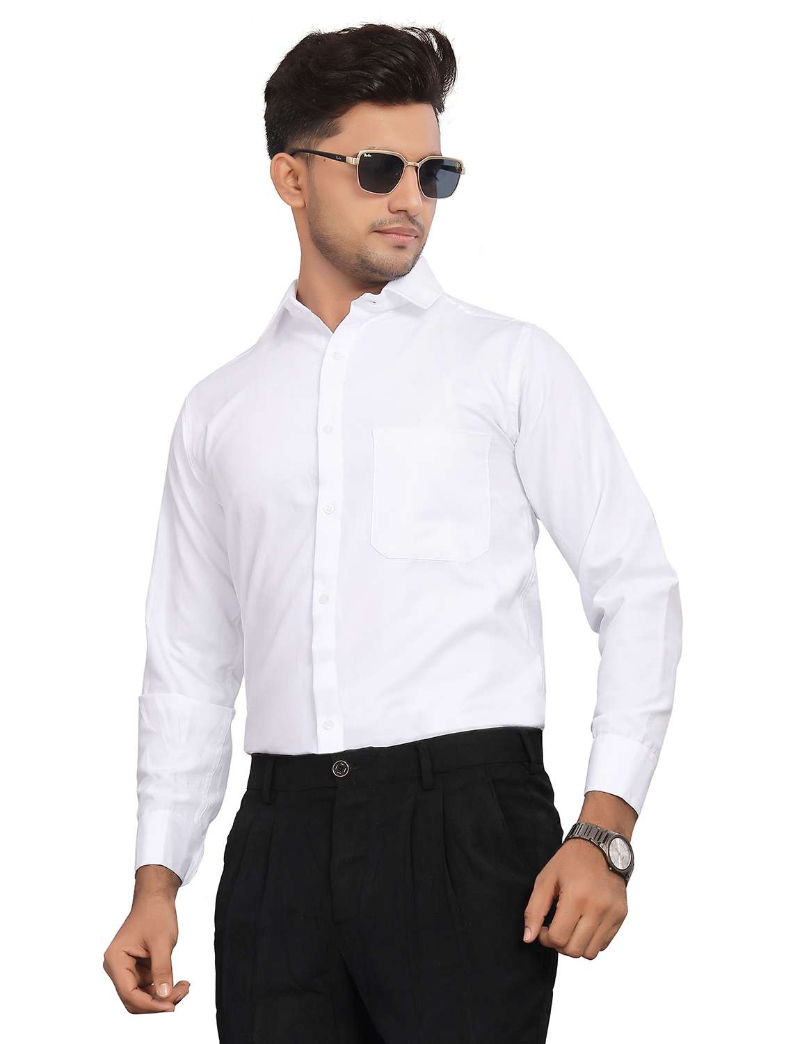 men solid long sleeve regualr fit formal shirt