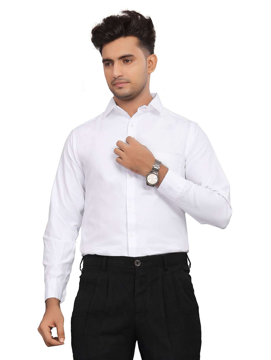 men solid long sleeve regualr fit formal shirt - 22265496 -  Standard Image - 3