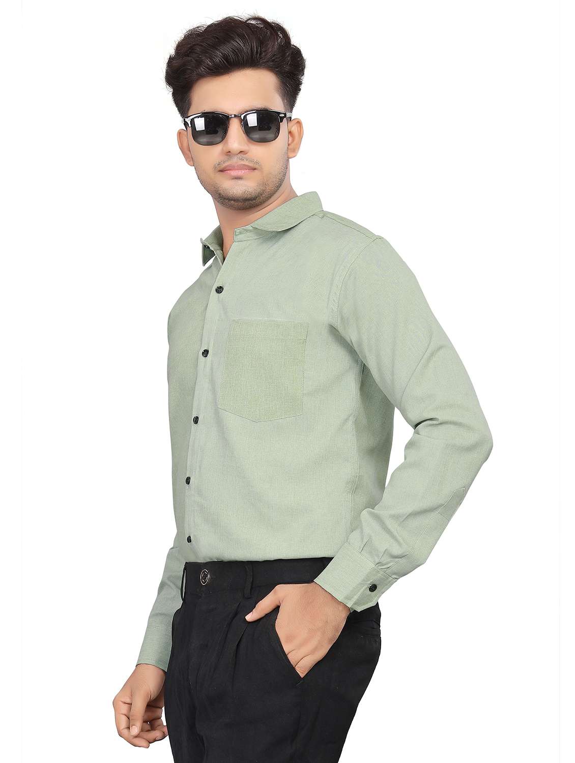 men solid long sleeve regualr fit formal shirt