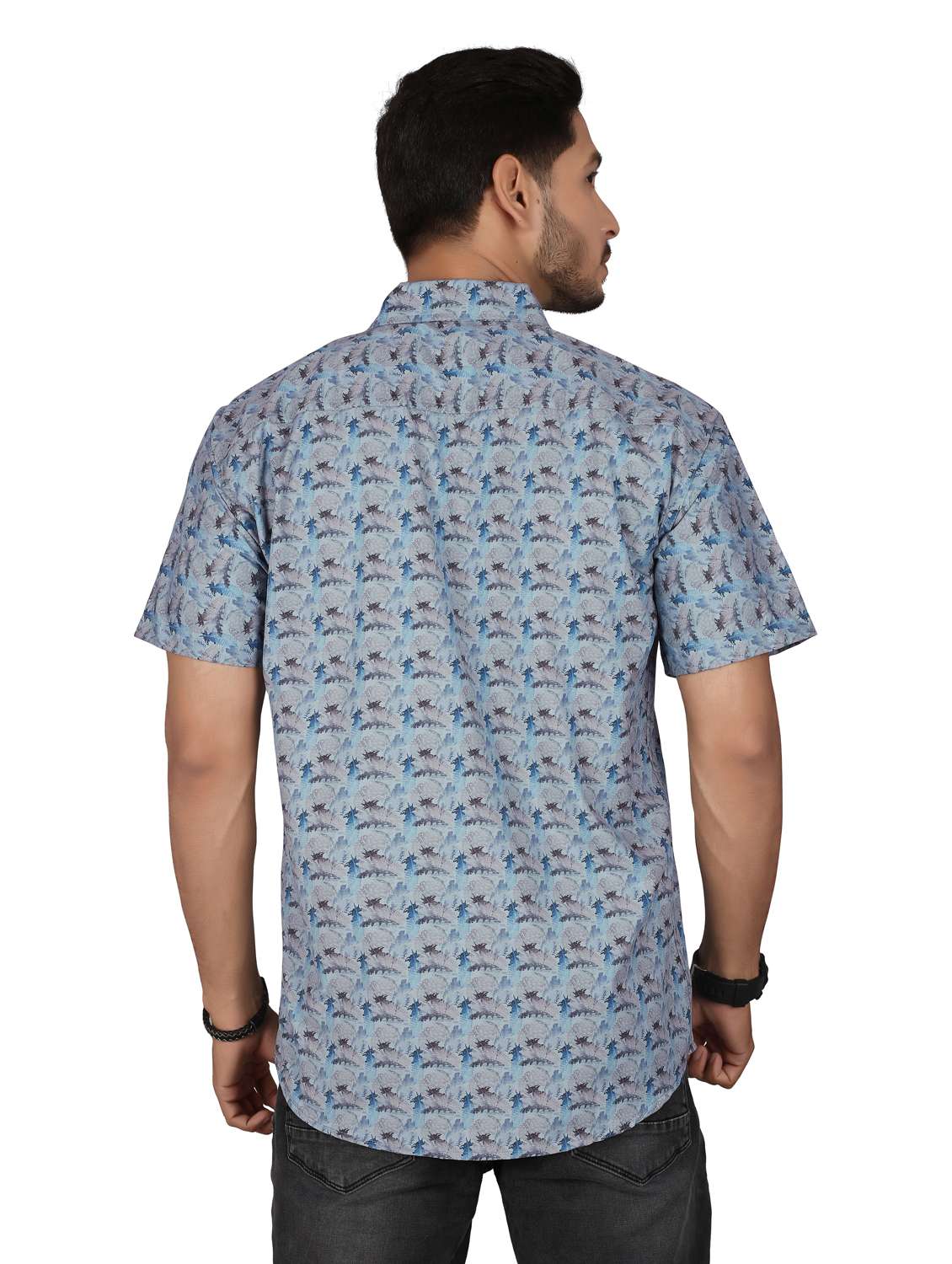 men printed short sleeve regualr fit casual shirt - 22265500 -  Standard Image - 3