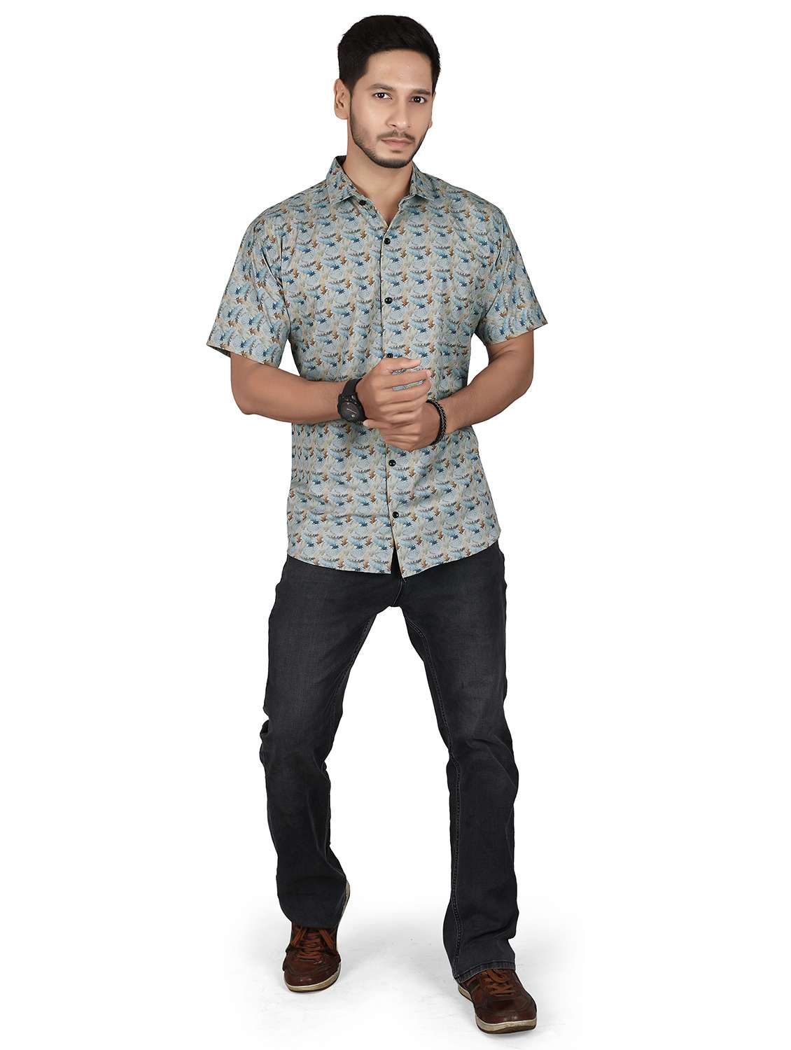 men printed short sleeve regualr fit casual shirt - 22265501 -  Standard Image - 3