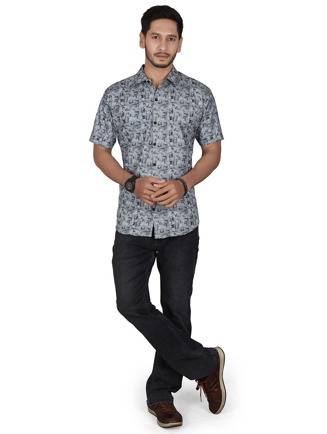 men printed short sleeve regualr fit casual shirt - 22265504 -  Standard Image - 3