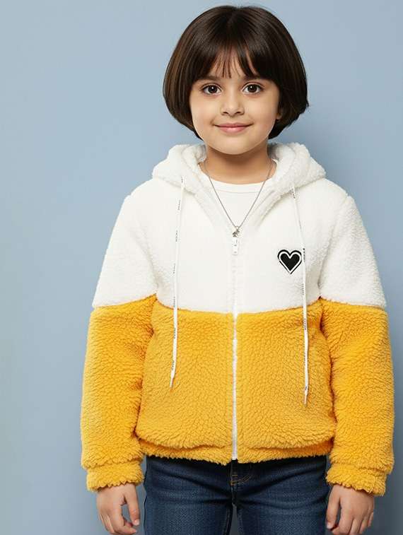 girls color blocked long sleeve jacket