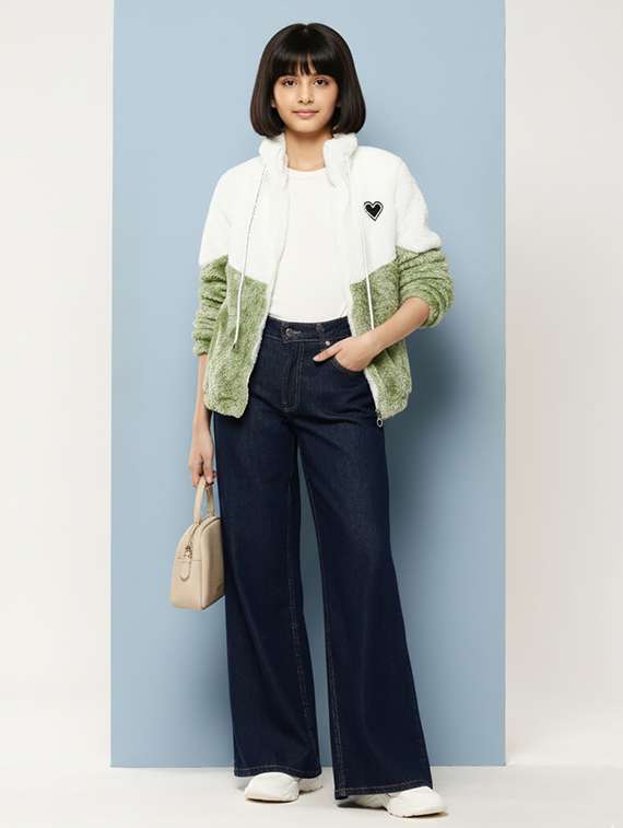 girls color blocked long sleeve jacket - 22265705 -  Standard Image - 3