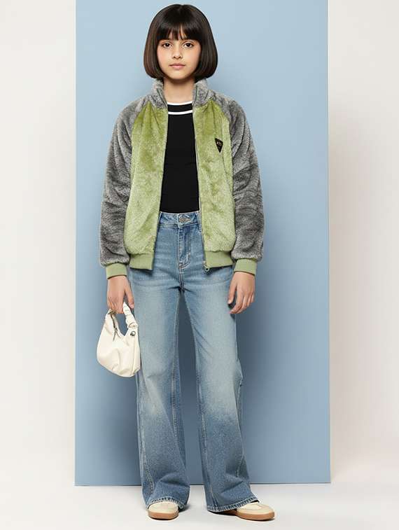 girls color blocked long sleeve jacket - 22265708 -  Standard Image - 3