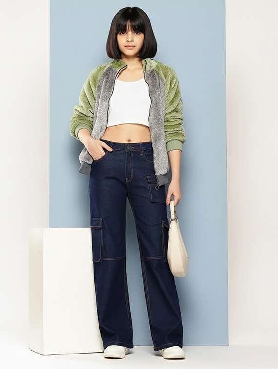girls color blocked long sleeve jacket - 22265709 -  Standard Image - 3