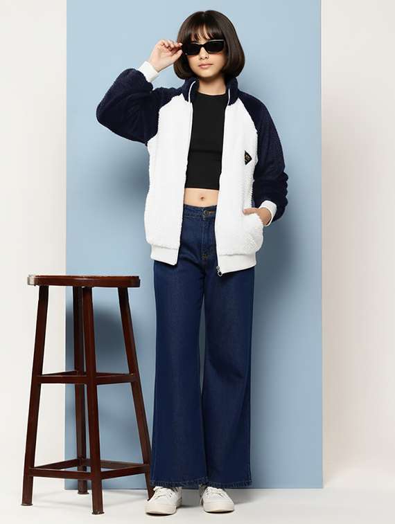 girls color blocked long sleeve jacket - 22265711 -  Standard Image - 3