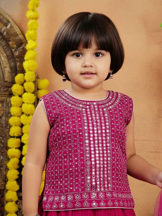 girls embroidered lehenga choli with dupatta - 22265717 -  Standard Image - 3