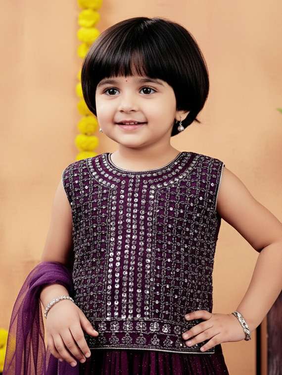 girls embroidered lehenga choli with dupatta set - 22265719 -  Standard Image - 3